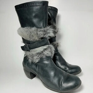 Pataugas  Fur Shorty Black Leather Boots
